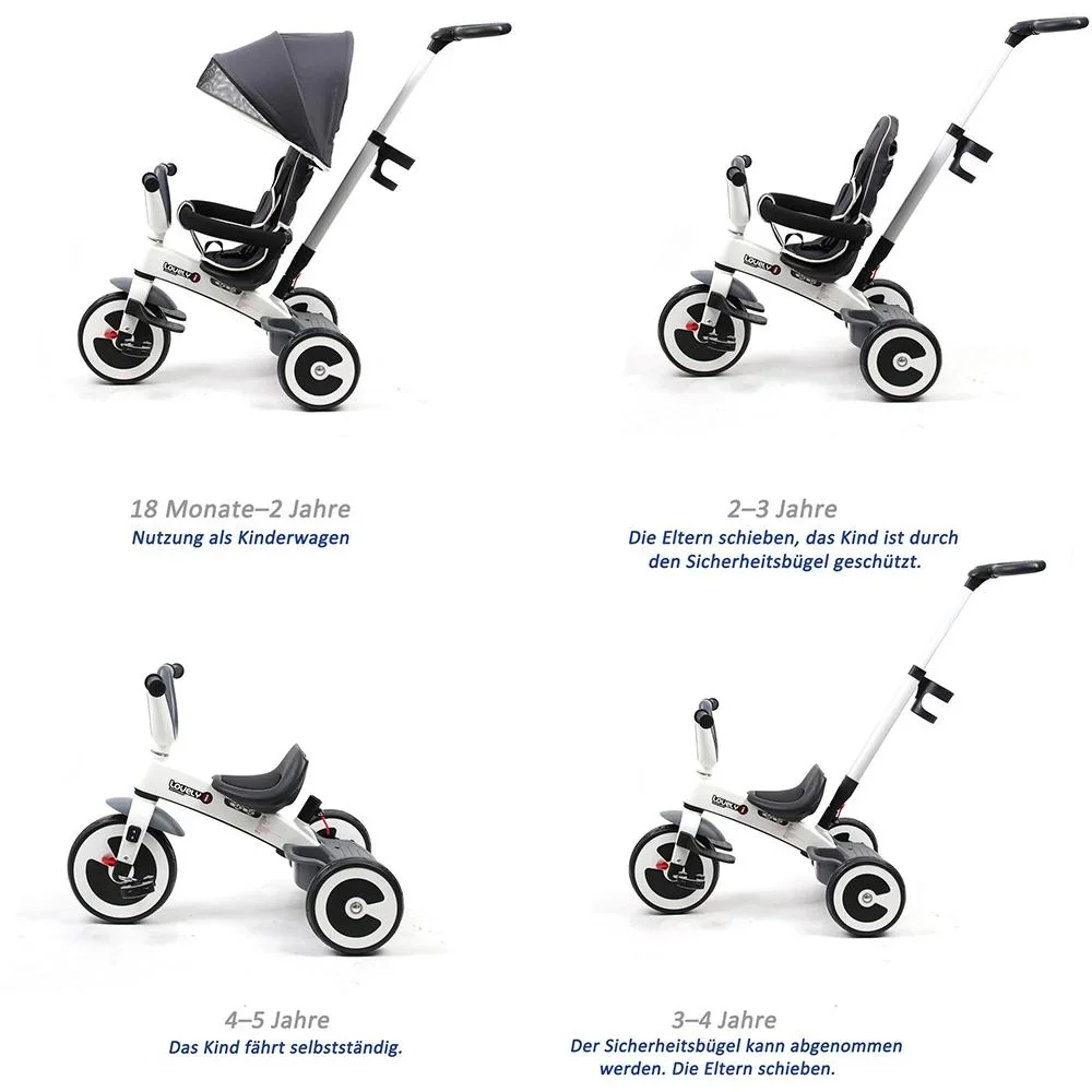 4 in 1 Kinderdreirad mit Sonnendach - 6