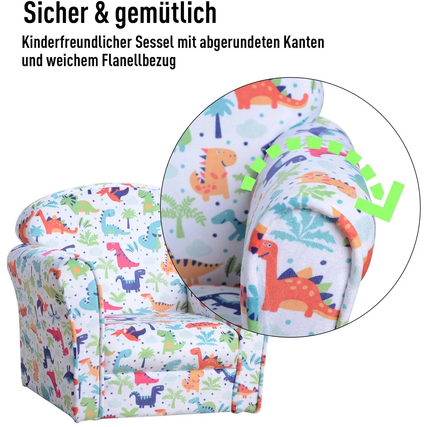 Kindersessel Minisessel Kindersofa Stoffsessel Polstersessel für Kinder Kindermöbel Dinos im Urwald 3 9 Jahre - 0