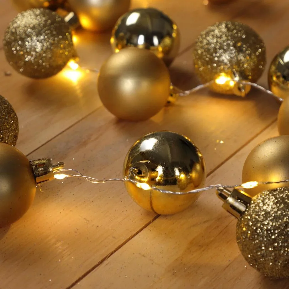Weihnachtslichterkette LED gold 2m Kugeln - 1