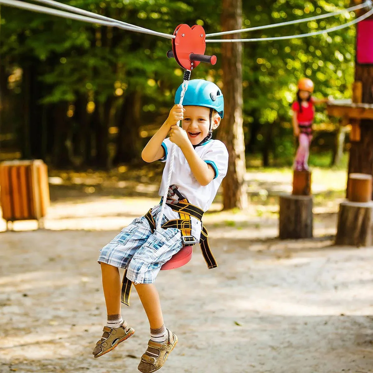 Outdoor-Seilrutsche für Kinder von 3-14 Jahren, rot 2000 x 28 x 140 cm - 1