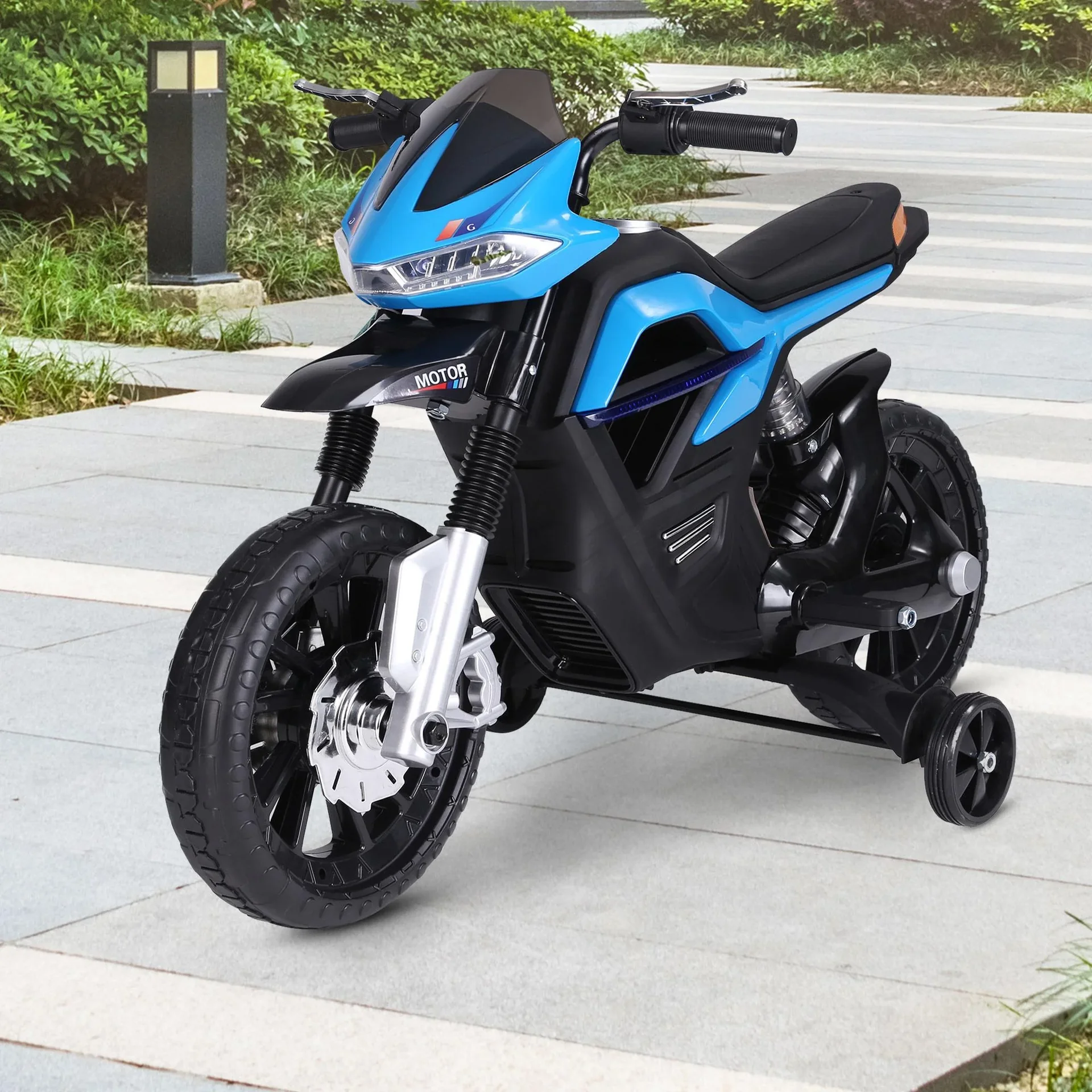 Elektro-Motorrad Motorrad für Kinder ab 3 Jahren Elektrofahrzeuge 3 km/h PP Blau 105 x 52,3 x 62,3 cm - 4