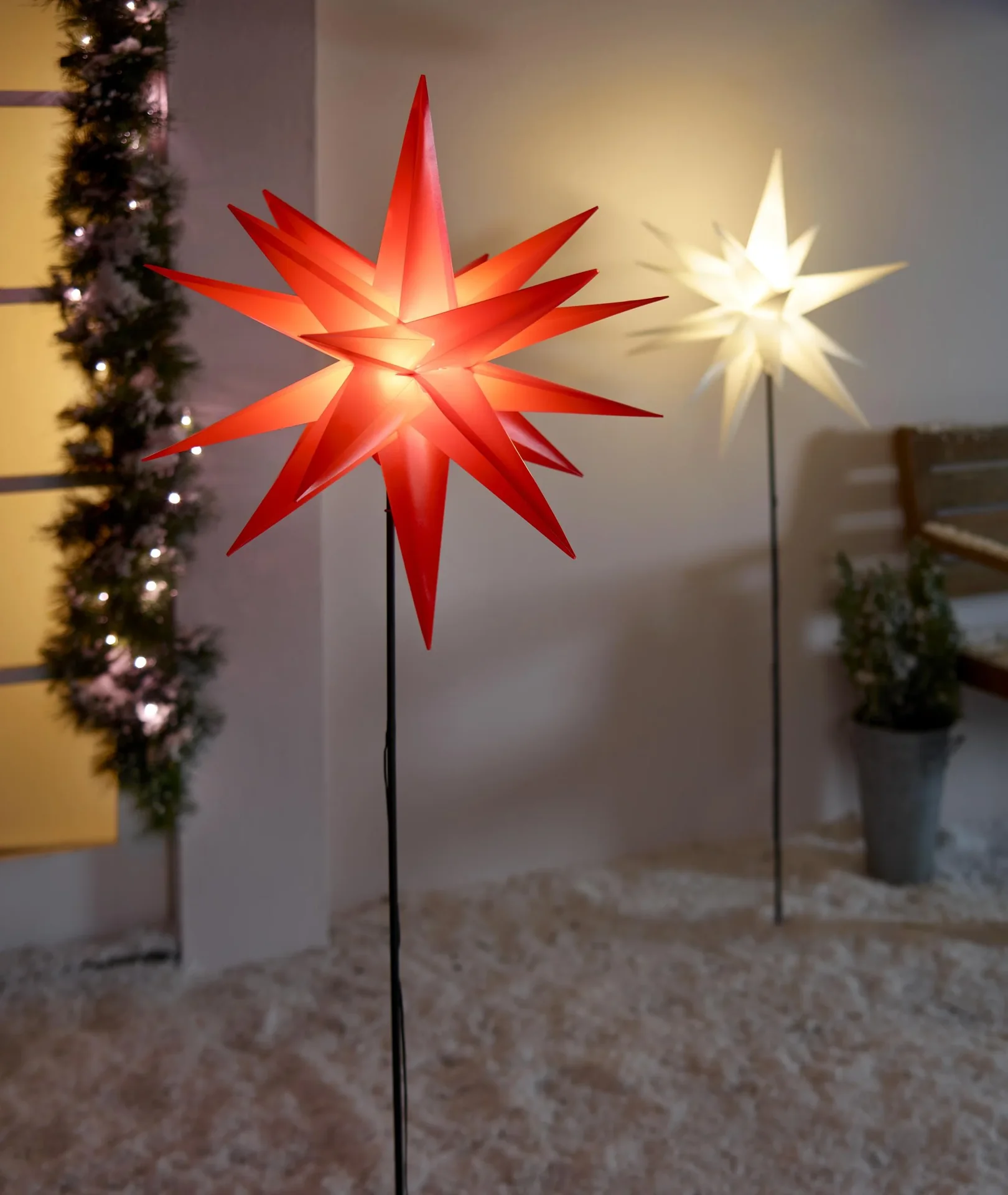LED Stern, rot, ø 100 cm + 120 cm Stab - 1