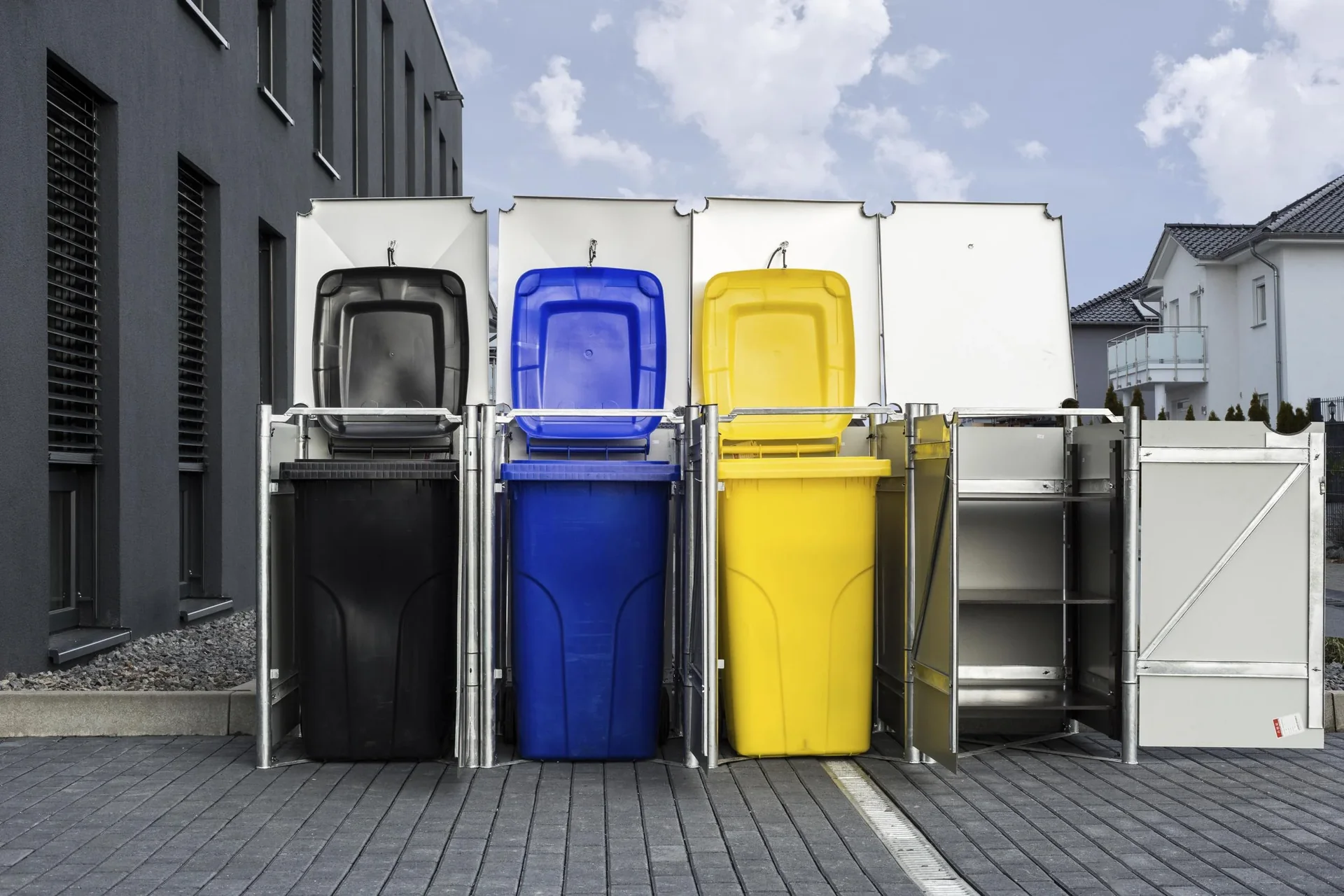 Mülltonnenbox 240 Liter, Grau, 4-fach - 1