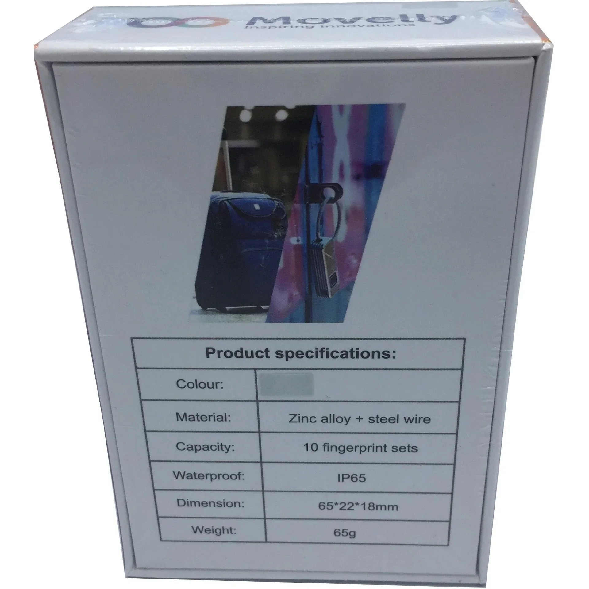 Movelly fingerprint padlock mattschwarz - 3