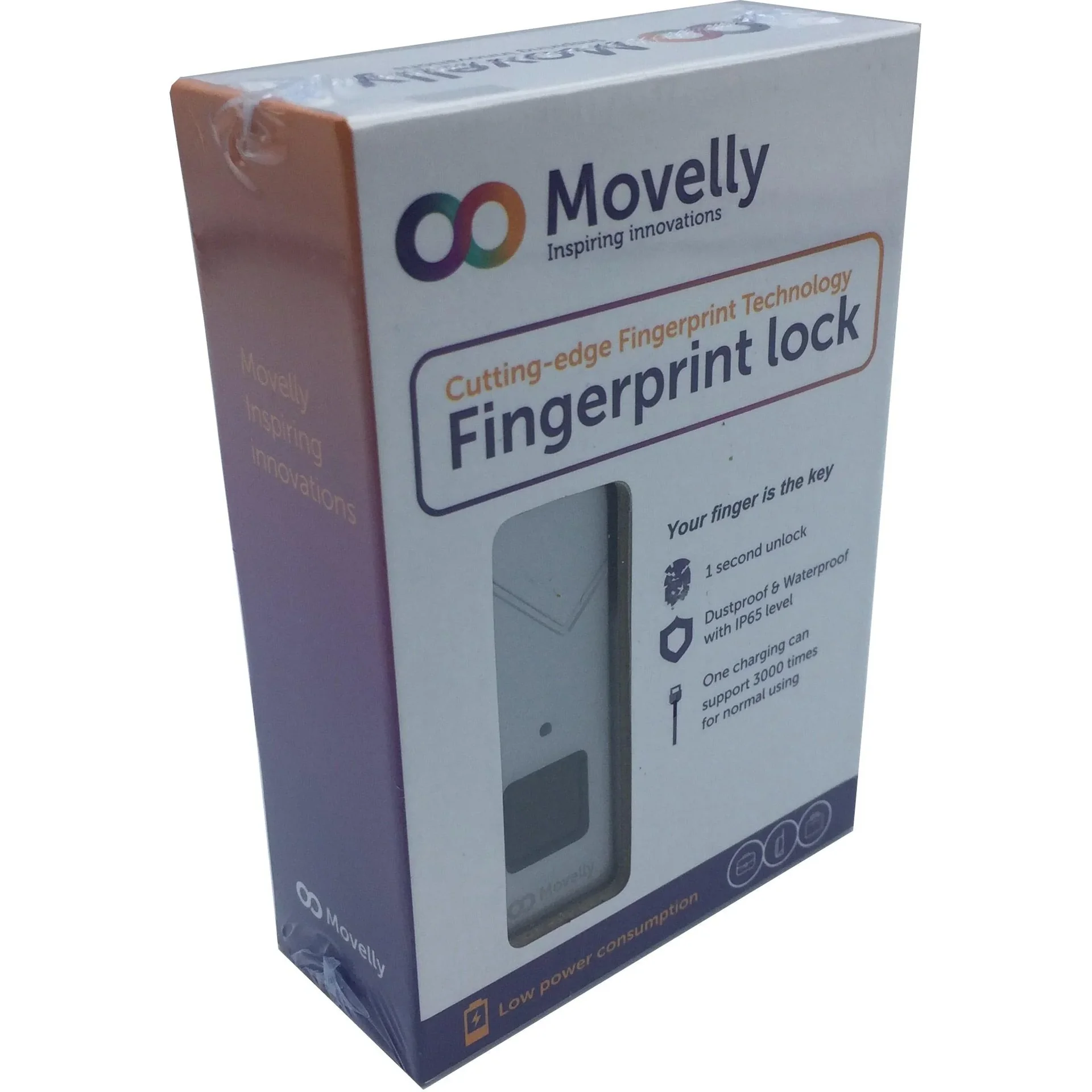 Movelly fingerprint padlock mattschwarz - 5