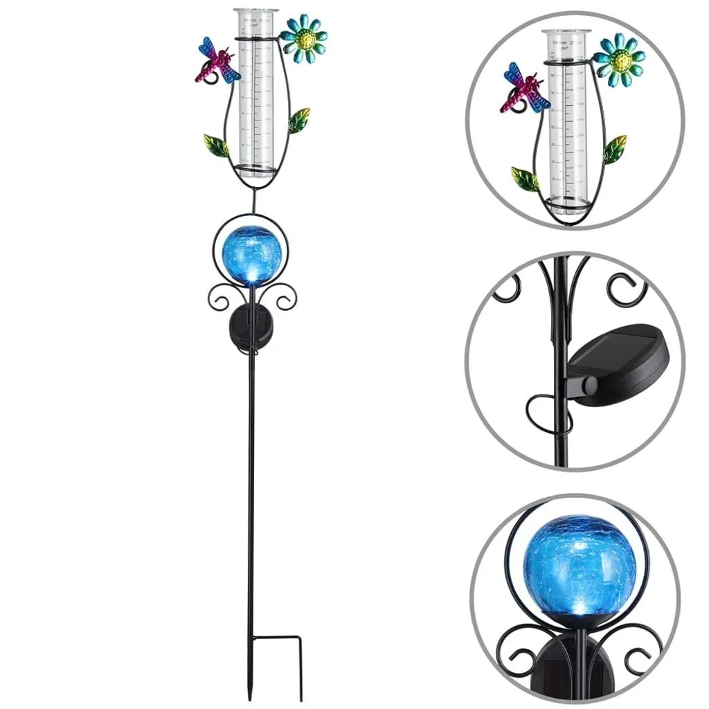 Solarbetriebene Beleuchtung mit Regenmesser blau - 0