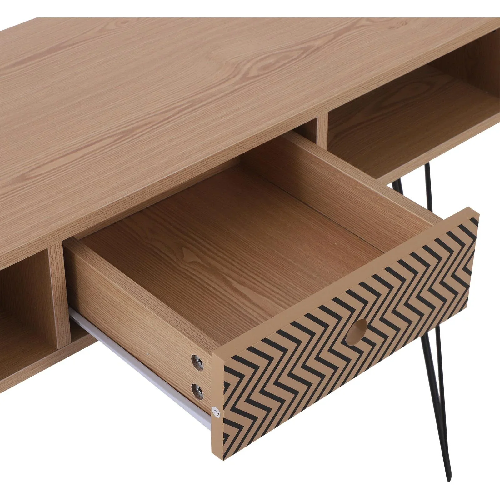 Schreibtisch PC-Tisch Bürotisch Arbeitstisch Computertisch mit Zickzackmuster Natur 100 x 34,5 x 74,5 cm - 1