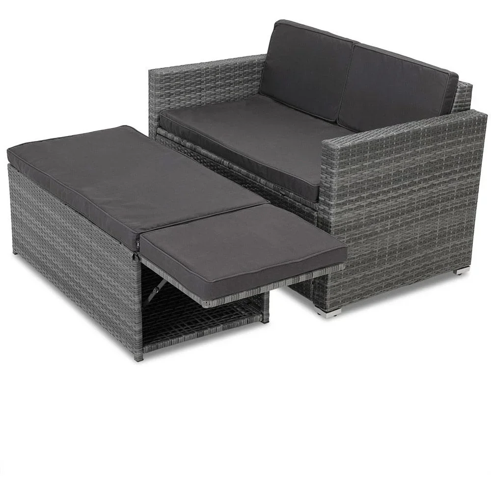 Zweisitziges Sofa - Polyrattan - Grau - 0