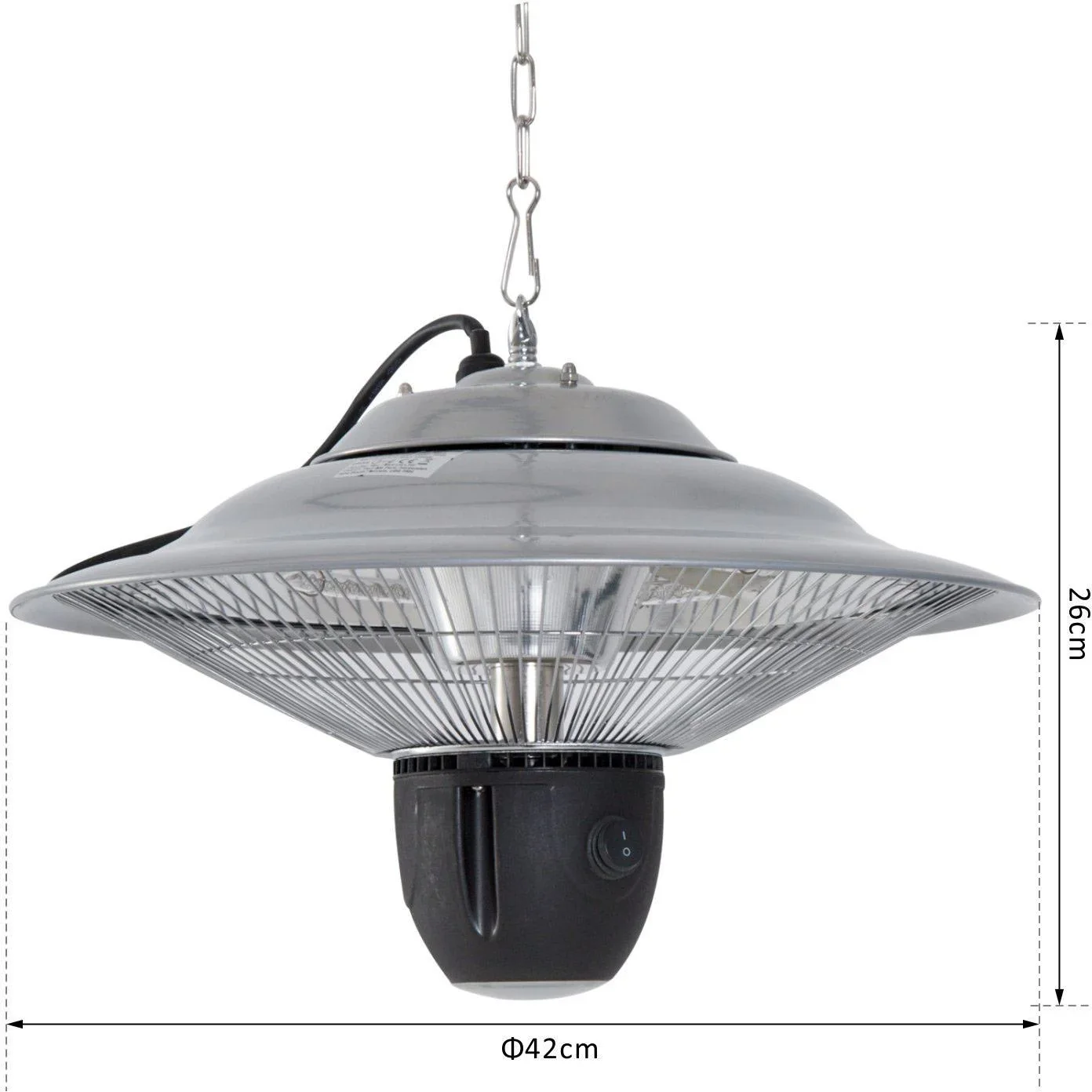 Heizstrahler 1500W mit LED inkl, Fernbedienung Alu Silber - 1