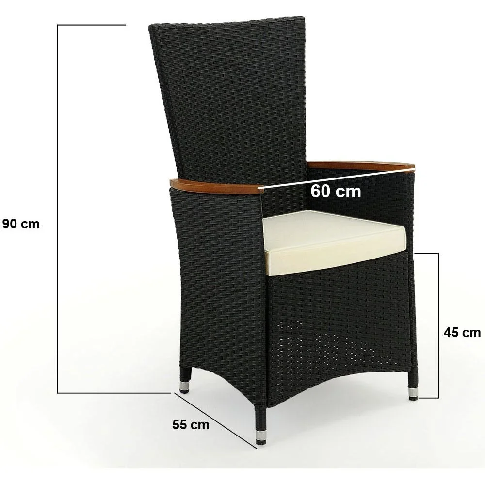 Polyrattan-Sitzgruppe Verona 17-teilig - Schwarz - 0