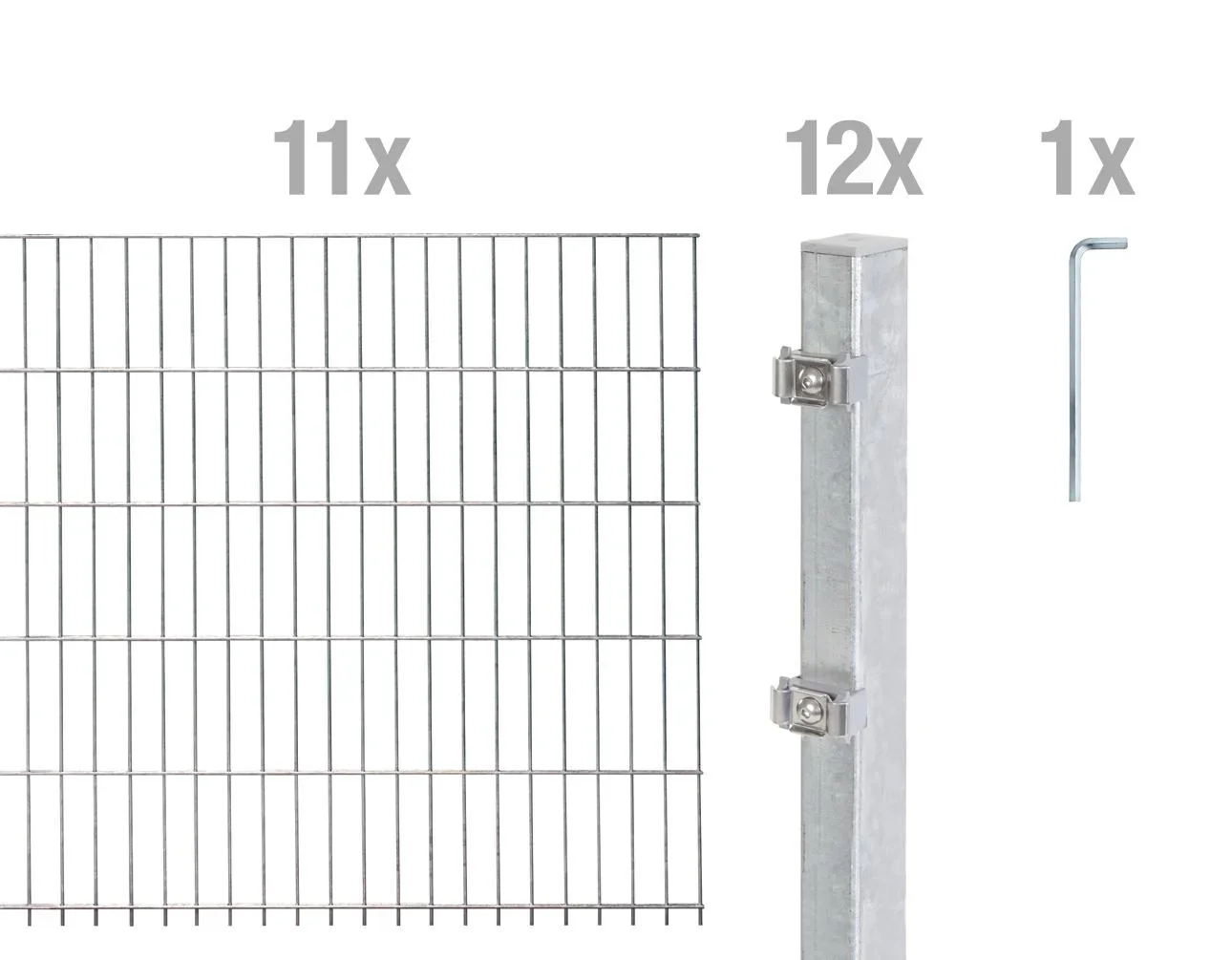 Doppelstabmattenzaun Komplettset, feuerverzinkt, Höhe 120 cm, Länge 22 m - 0