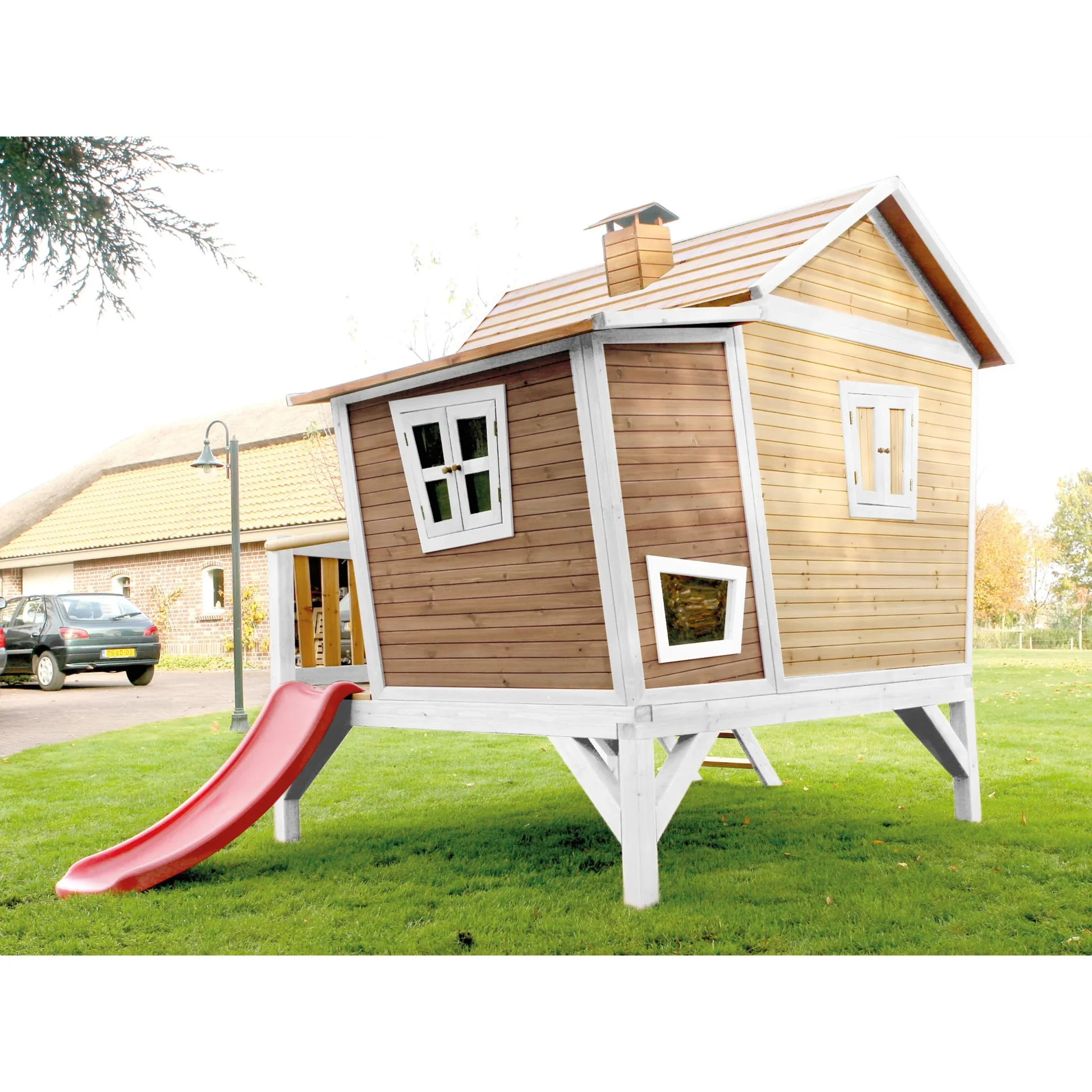 Emma Spielhaus Braun/Weiß - Rote Rutsche - 3