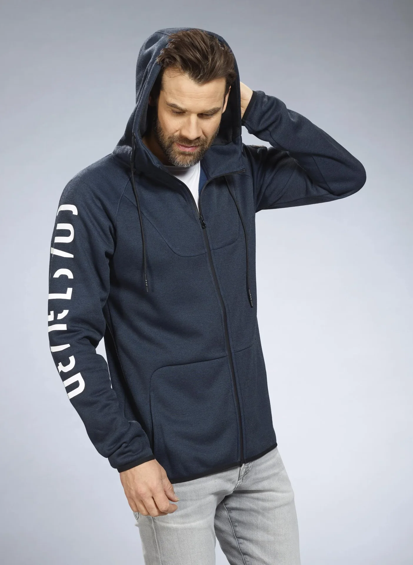 Sweatjacke mit Kapuze, Farbe marine, Gr.M - 4