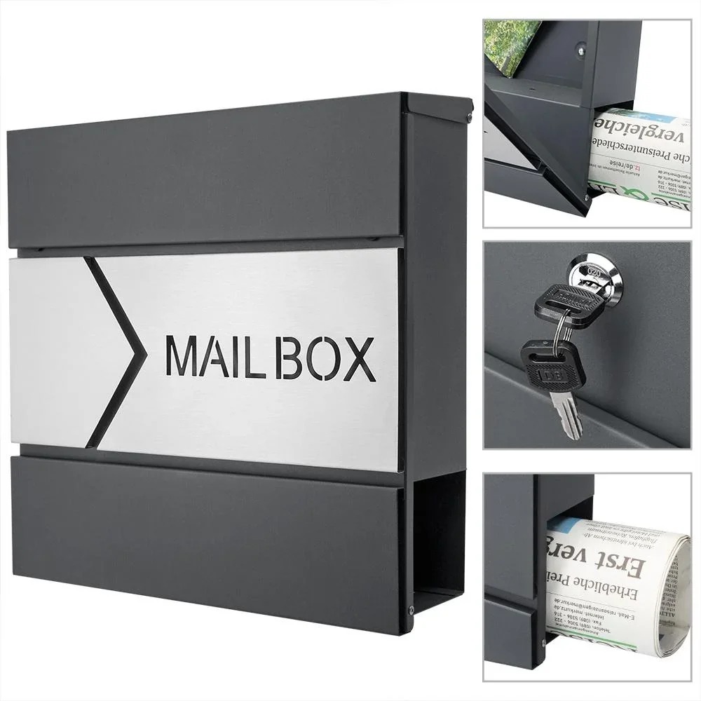 Designerbriefkasten anthrazit / silber - 6