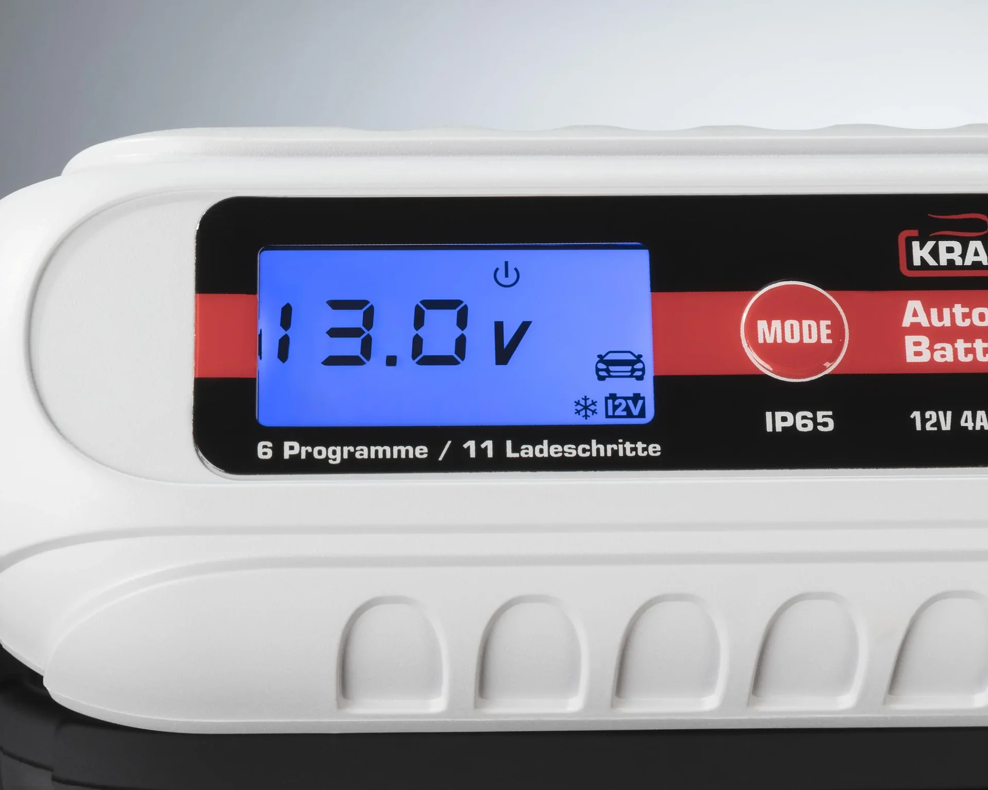 Batterieladegerät 6 / 12 Volt - 4 A - mit Polklemmen und Ringösenkabel - 0