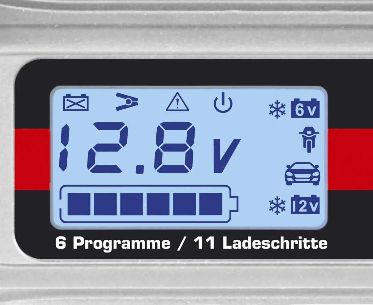 Batterieladegerät 6 / 12 Volt - 4 A - mit Polklemmen und Ringösenkabel - 3