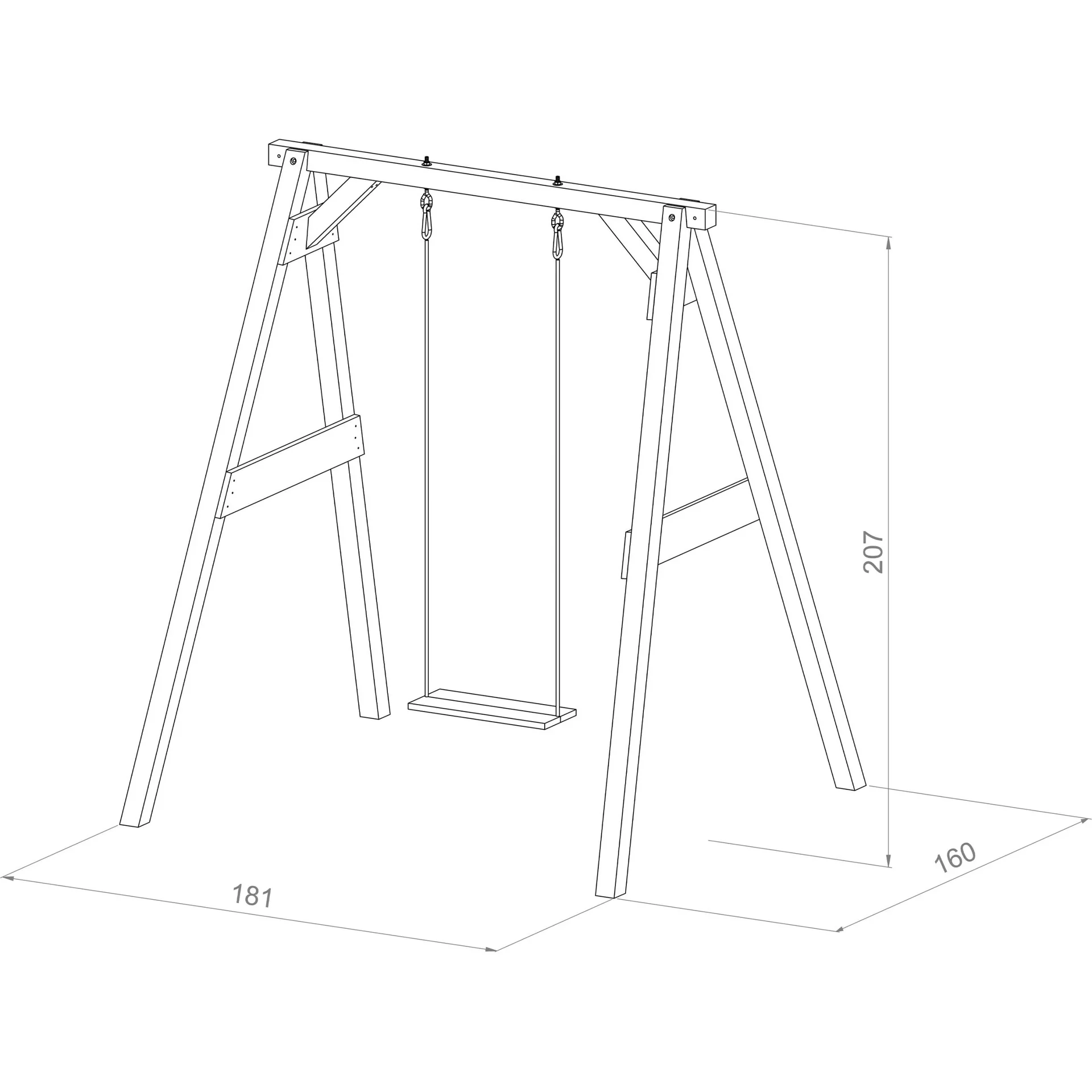 Einzelschaukel Weiß/Braun - 2