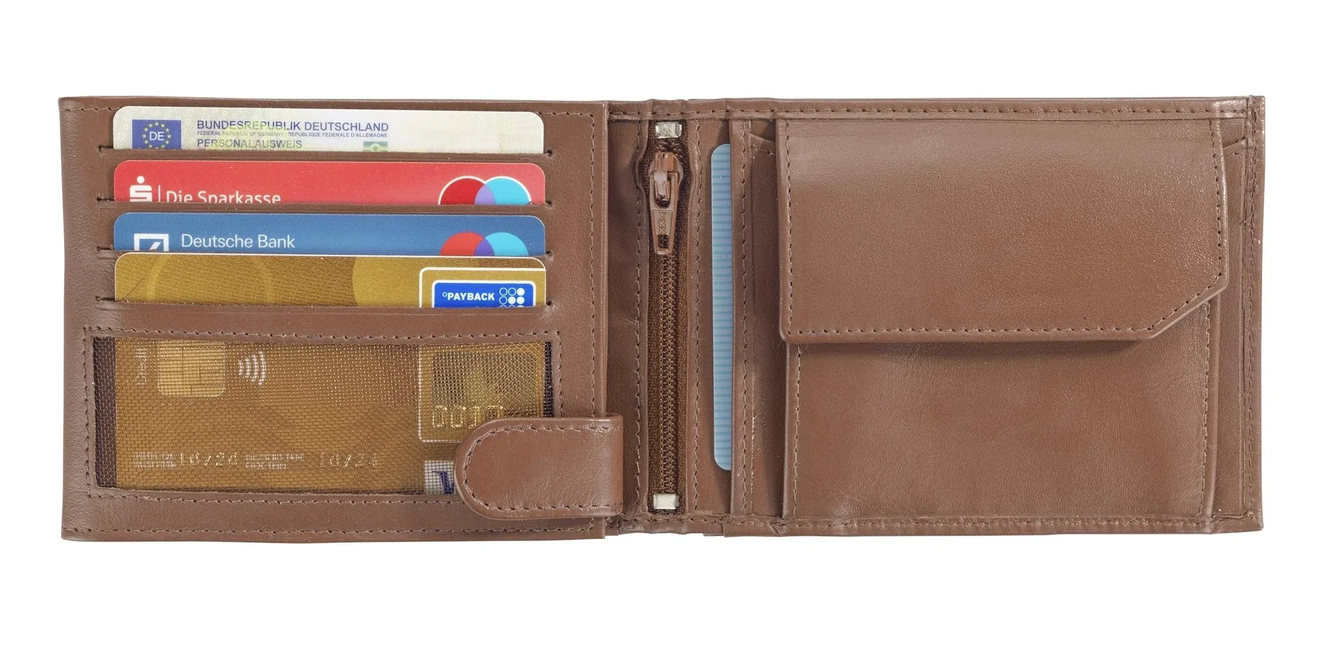 Kombi-Geldbörse "Chevirex", 12 x 9 x 2,5 cm, Echtleder, Braun - 1