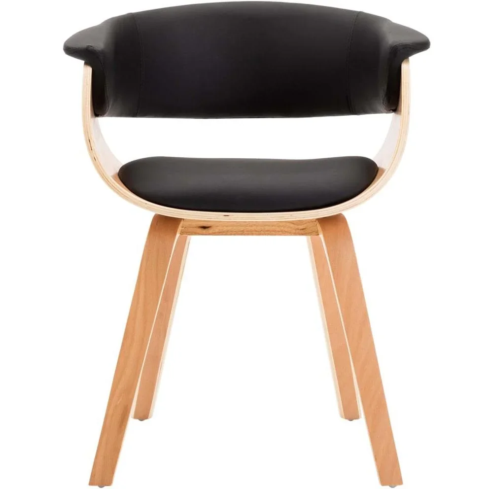 Esszimmerstuhl gebogenes Holz und Kunstleder schwarz - 0