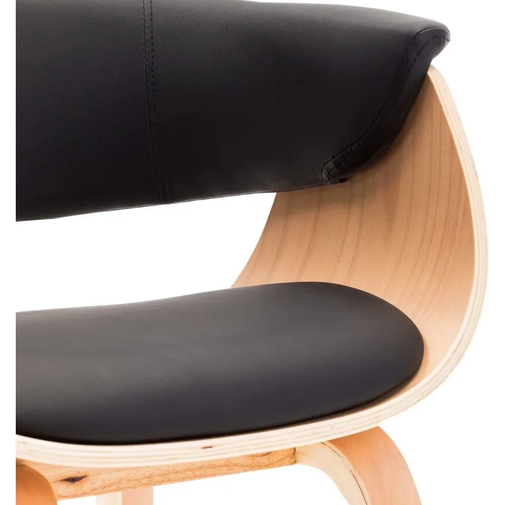 Esszimmerstuhl gebogenes Holz und Kunstleder schwarz - 1