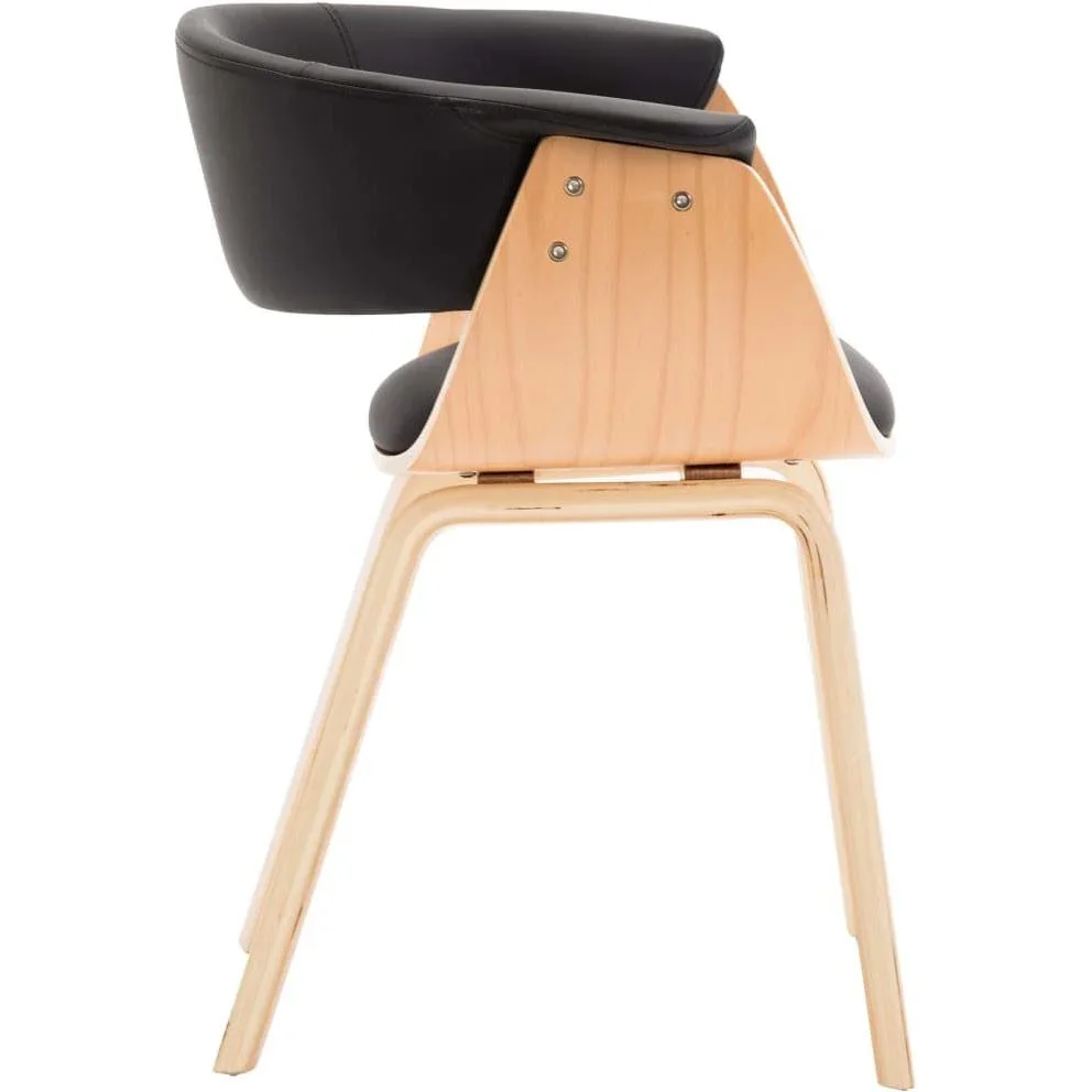 Esszimmerstuhl gebogenes Holz und Kunstleder schwarz - 2