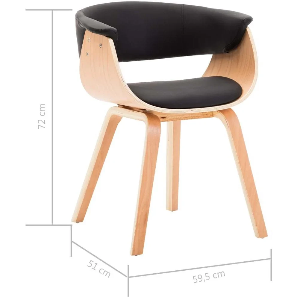 Esszimmerstuhl gebogenes Holz und Kunstleder schwarz - 4