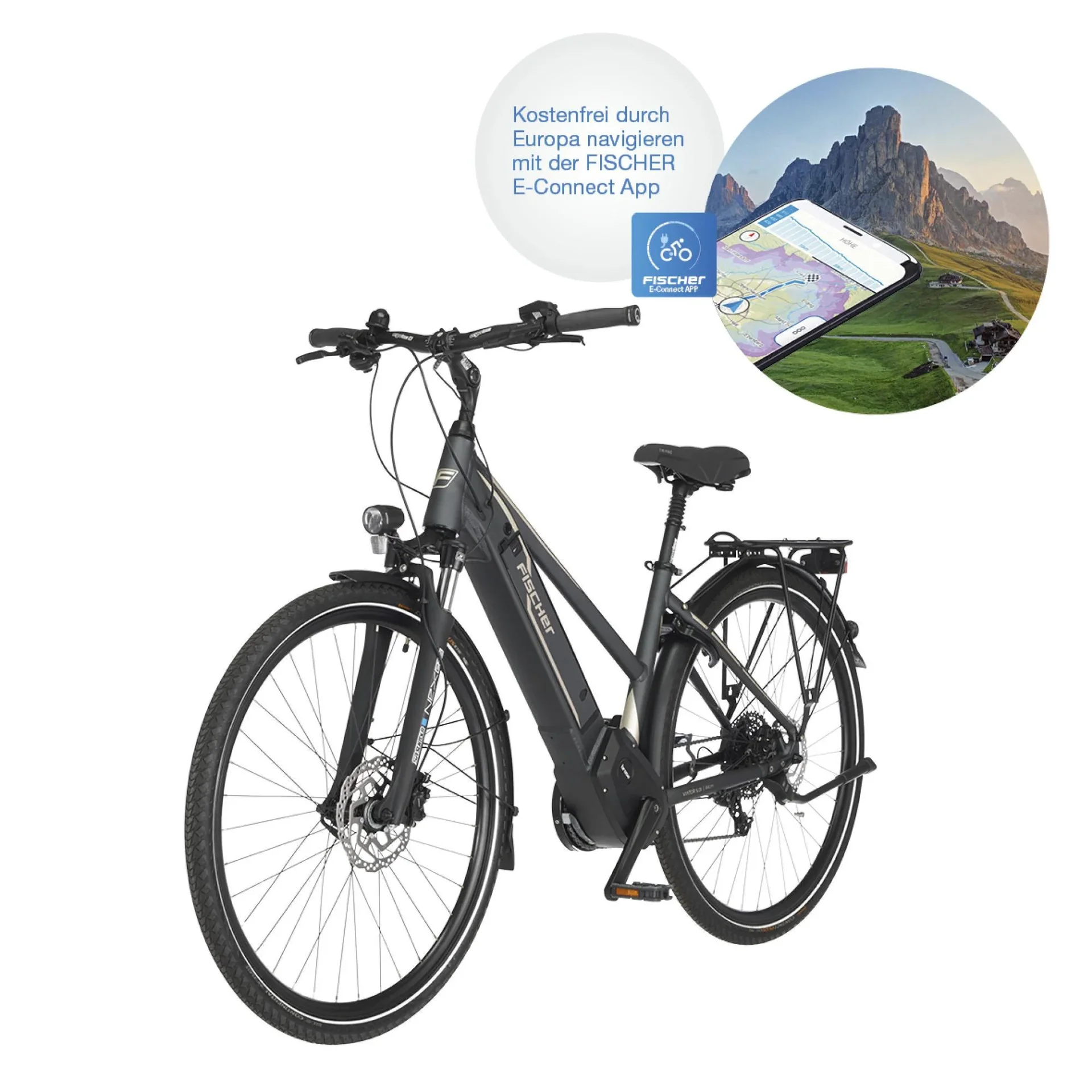 Damen E-Bike Trekking, 28 Zoll, Rahmengröße 49 cm,10-Gang Kettenschaltung, schiefergrau matt, VIATOR 5.0i - 7