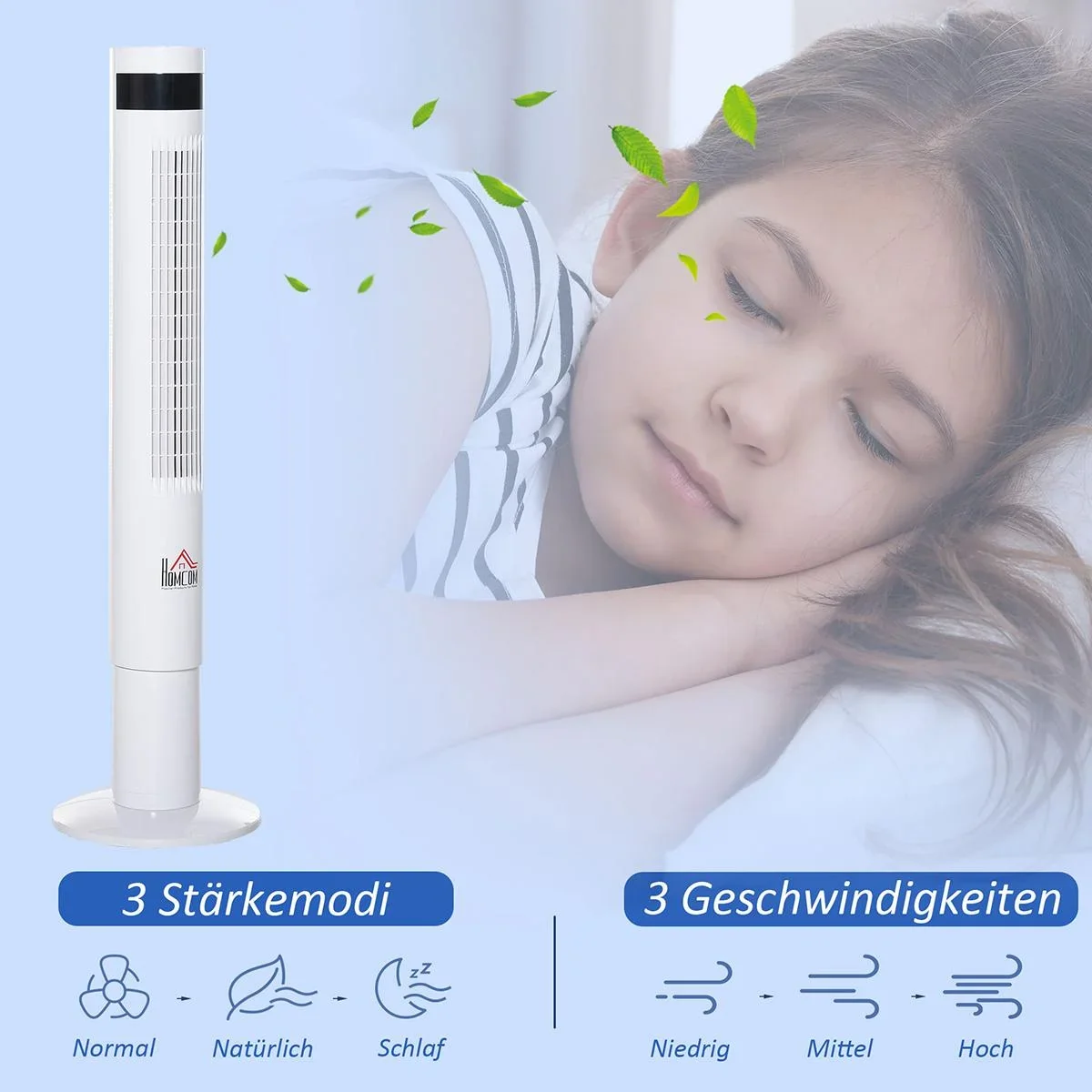 Turmventilator mit Fernsteuerung weiß - 1