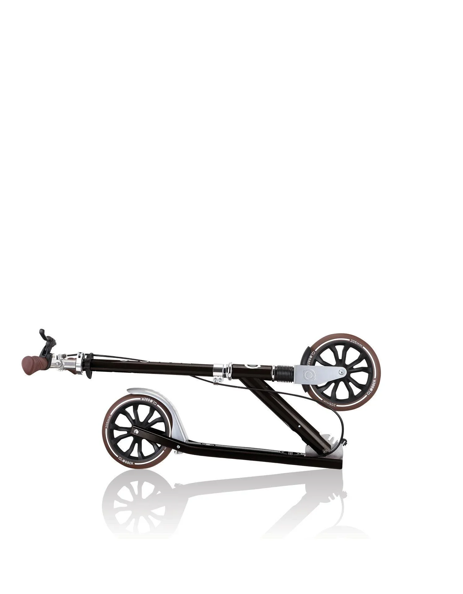 NL 205 Deluxe Tretroller, 205 mm, ABEC 7, Handbremse, höhenverstellbar, Frontfederung, Klappmechanismus, schwarz - 3