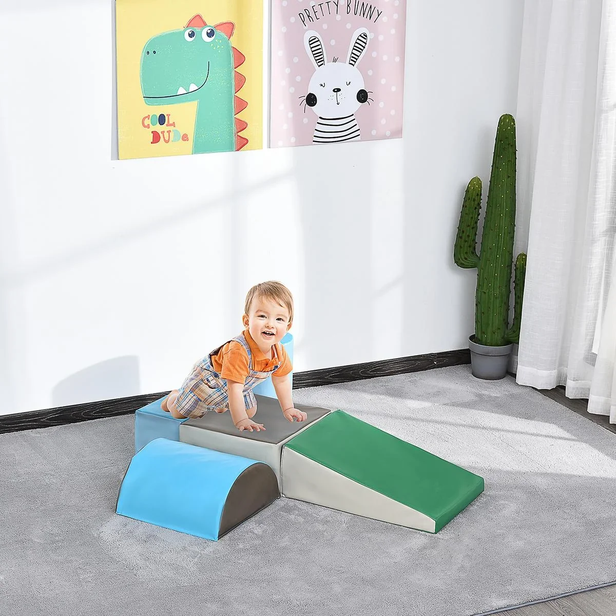 Bausteinset 5er-Set Schaumstoff Bausteine Bauklötze Bauspielzeug Schaumstoffblöcke für 1-3 Jahre alt Kinder Kunstleder E - 1