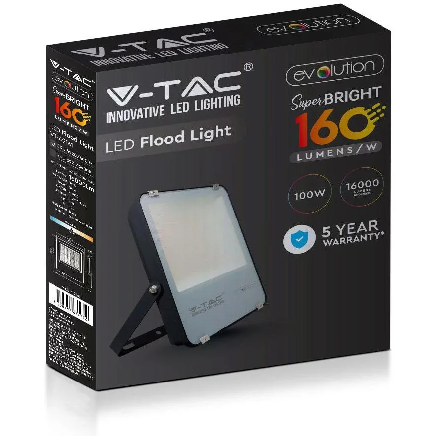 VT-49611 LED-Flutlichtstrahler - 100 W - 16000 Lm - 6400K - schwarz - 8