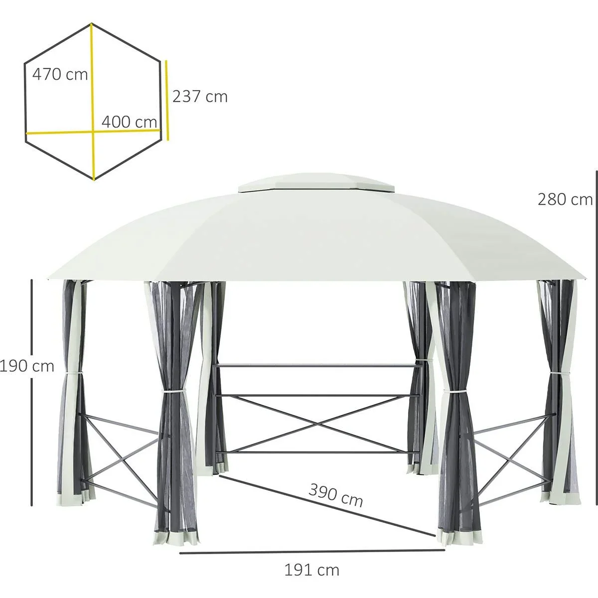 Pavillon - Weiß - 4 x 4 m - 0