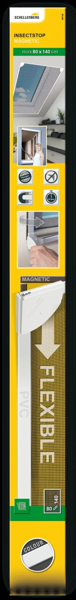 Fliegengitter für Dachfenster mit Magnetrahmen, Farbe weiß, 80 x 140 cm - 1