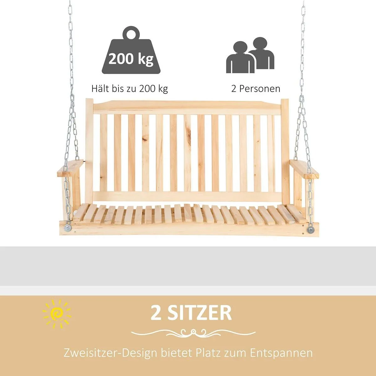 Schaukel für Kleinkinder mit Sicherheitsgurt bis zu 80 kg Grau - 2