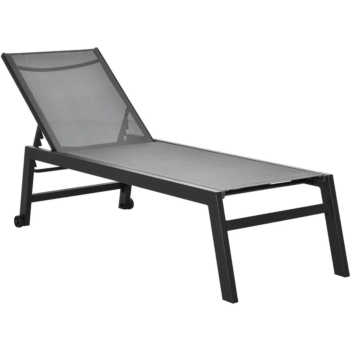 Sonnenliege, Gartenliege, Relaxliege, 5-stufige Rückenlehne, Gartenmöbel Alu, Grau, 169 x 65 x 102 cm Sonnenliege Garten - 0