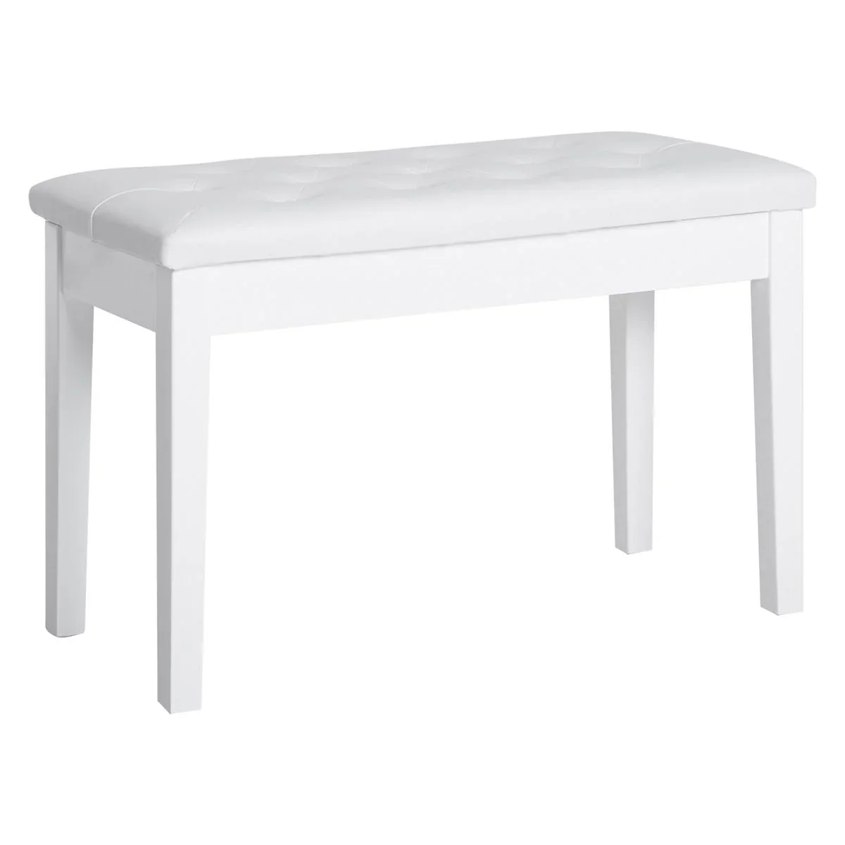 Klavierhocker Klavierbank traditionellen Landhausstil kosmetischer Hocker Stauraum Gummiholz Kunstleder Weiß 76 x 36 x 5 - 0