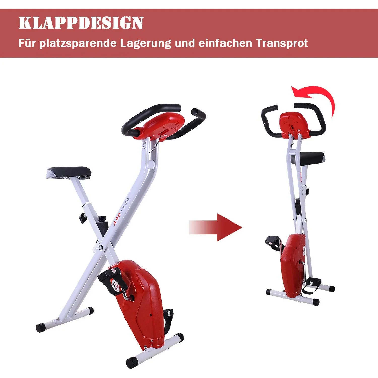 Hometrainer Zusammenklappbares Fitness-Rad - Stahl-Ergometer - 2