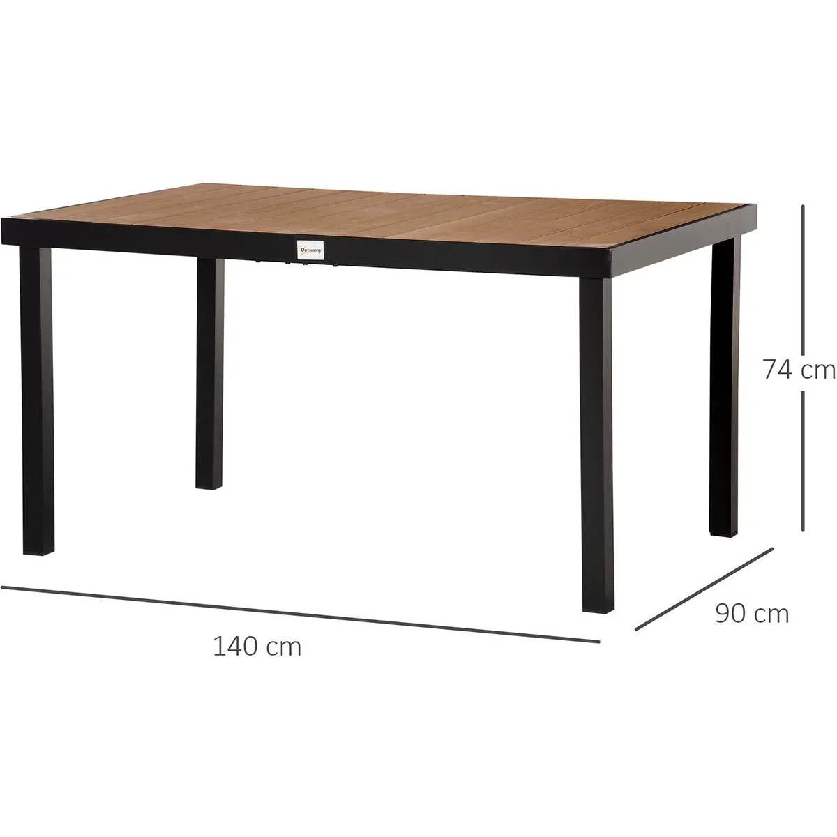 Gartentisch für 6 Personen Aluminium Holz 140cm x 90 cm x 74 cm - 2