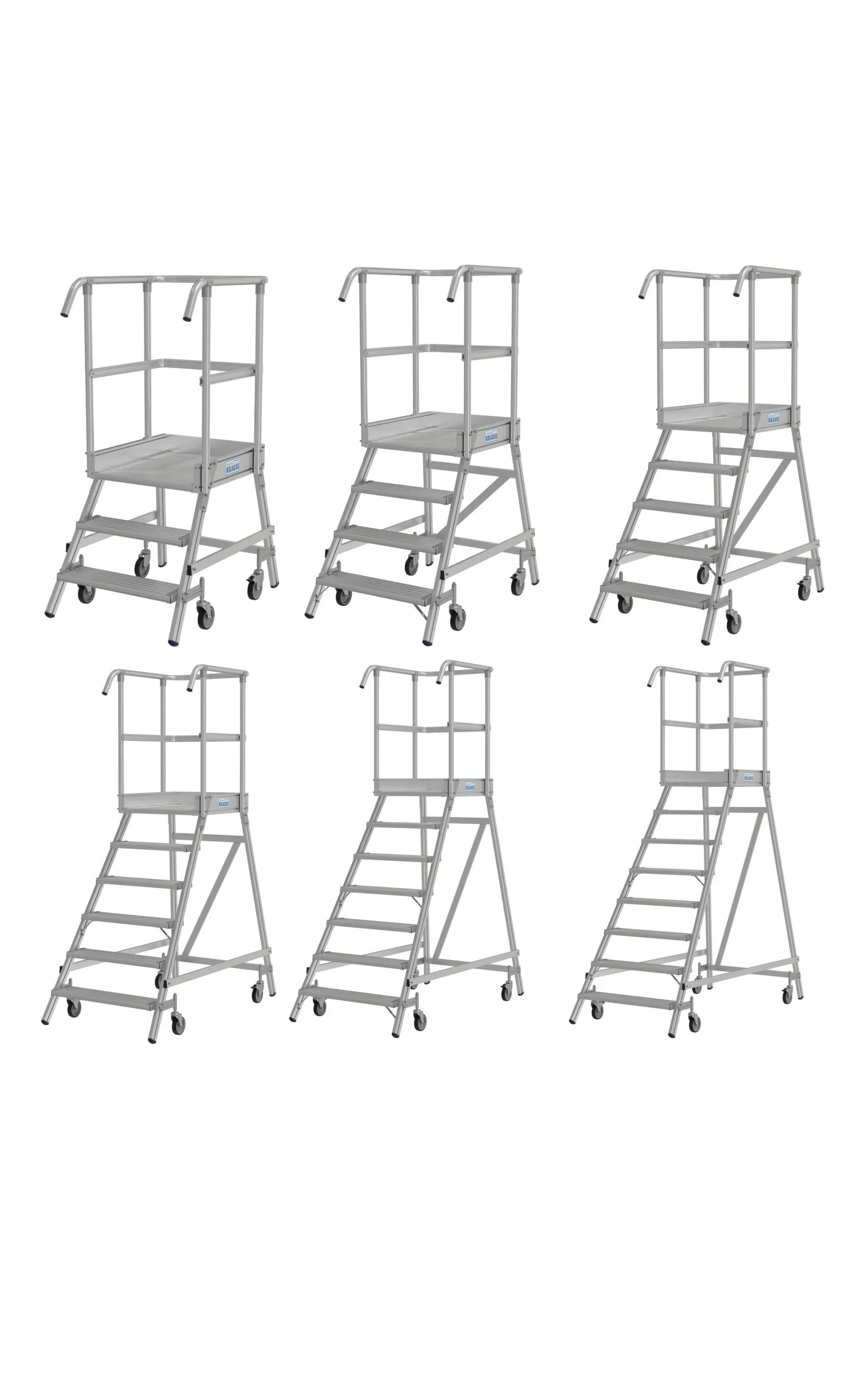 Podestleiter 8 Alu-Stufen Einseitig Fahrbar - 0