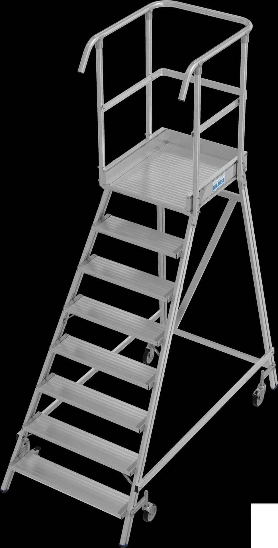 Podestleiter 8 Alu-Stufen Einseitig Fahrbar - 1