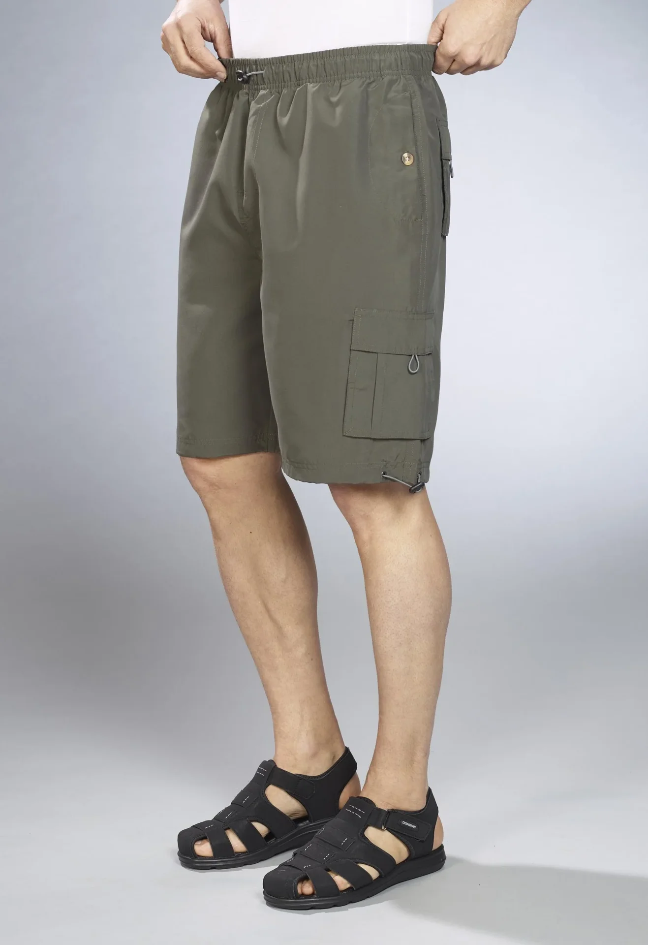 Herren Shorts mit Gummizug, Farbe oliv, Gr. L - 4