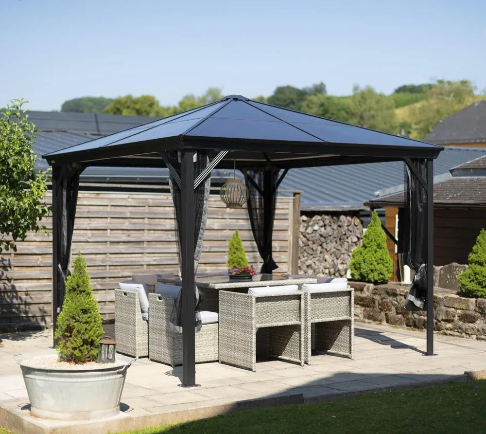 Aluminium Pavillon Verona, 10 x 10, Farbe anthrazit mit HardTop - 0