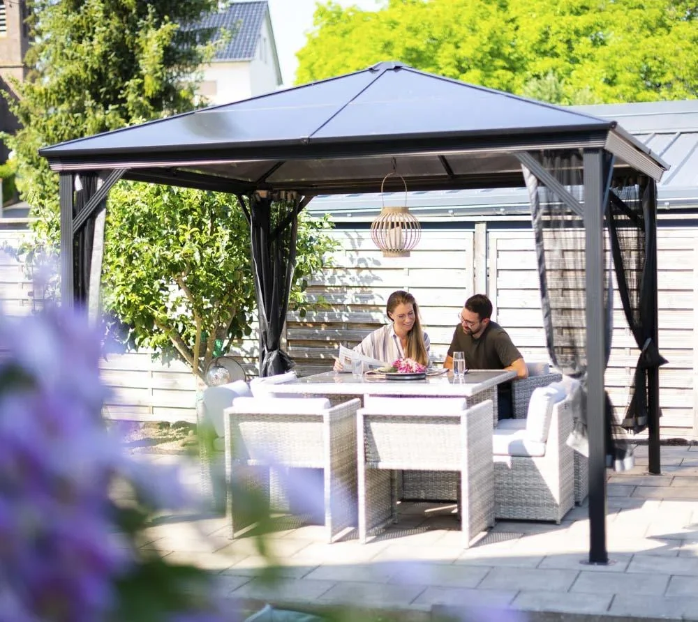 Aluminium Pavillon Verona, 10 x 10, Farbe anthrazit mit HardTop - 3