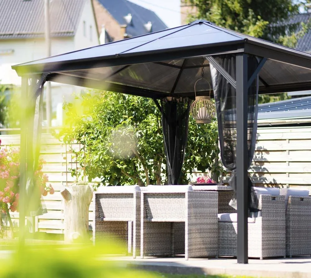 Aluminium Pavillon Verona, 10 x 10, Farbe anthrazit mit HardTop - 8