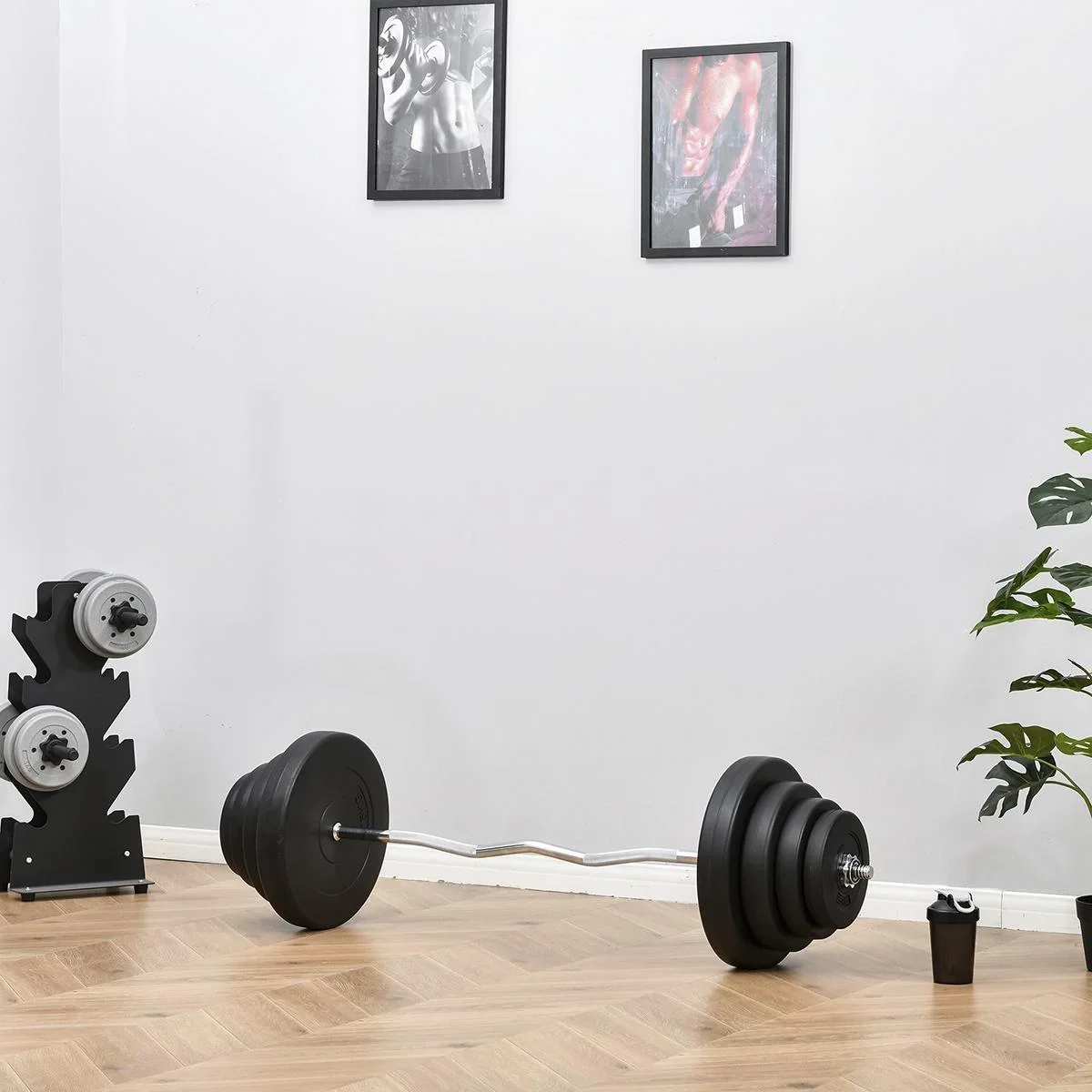 Langhantel Set Kurzhantel einstellbar mit W-förmigen Griffe für Krafttraining 70 kg Metall Schwarz - 1