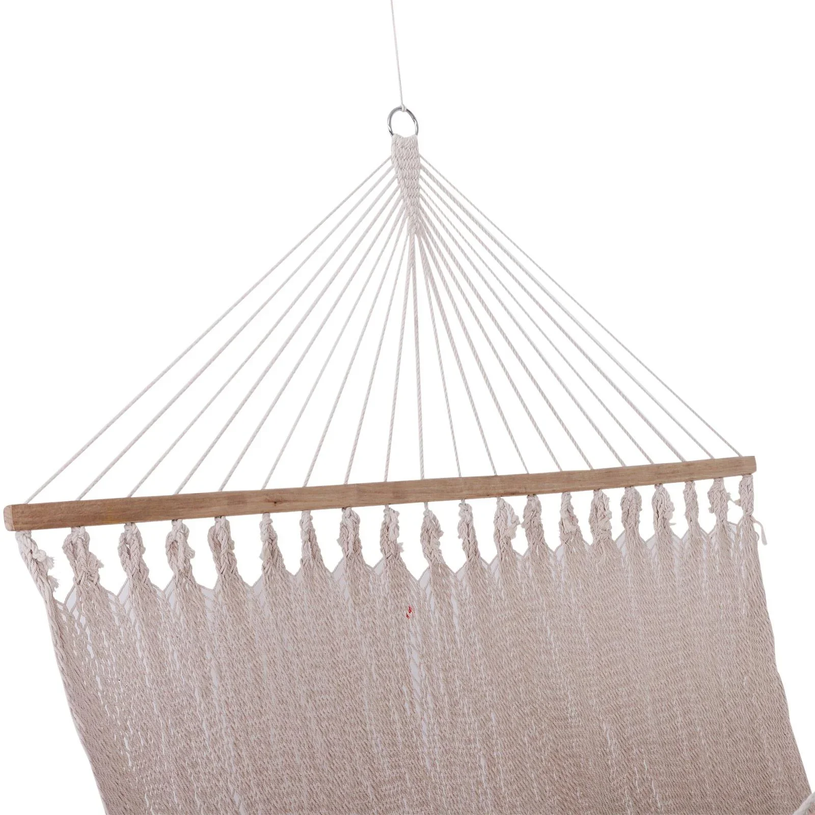 Stabhängematte Doppel Hängematte wetterfest UV-beständig 2,1 x 1,5 m bis 200 kg Polyester Cremeweiß - 4