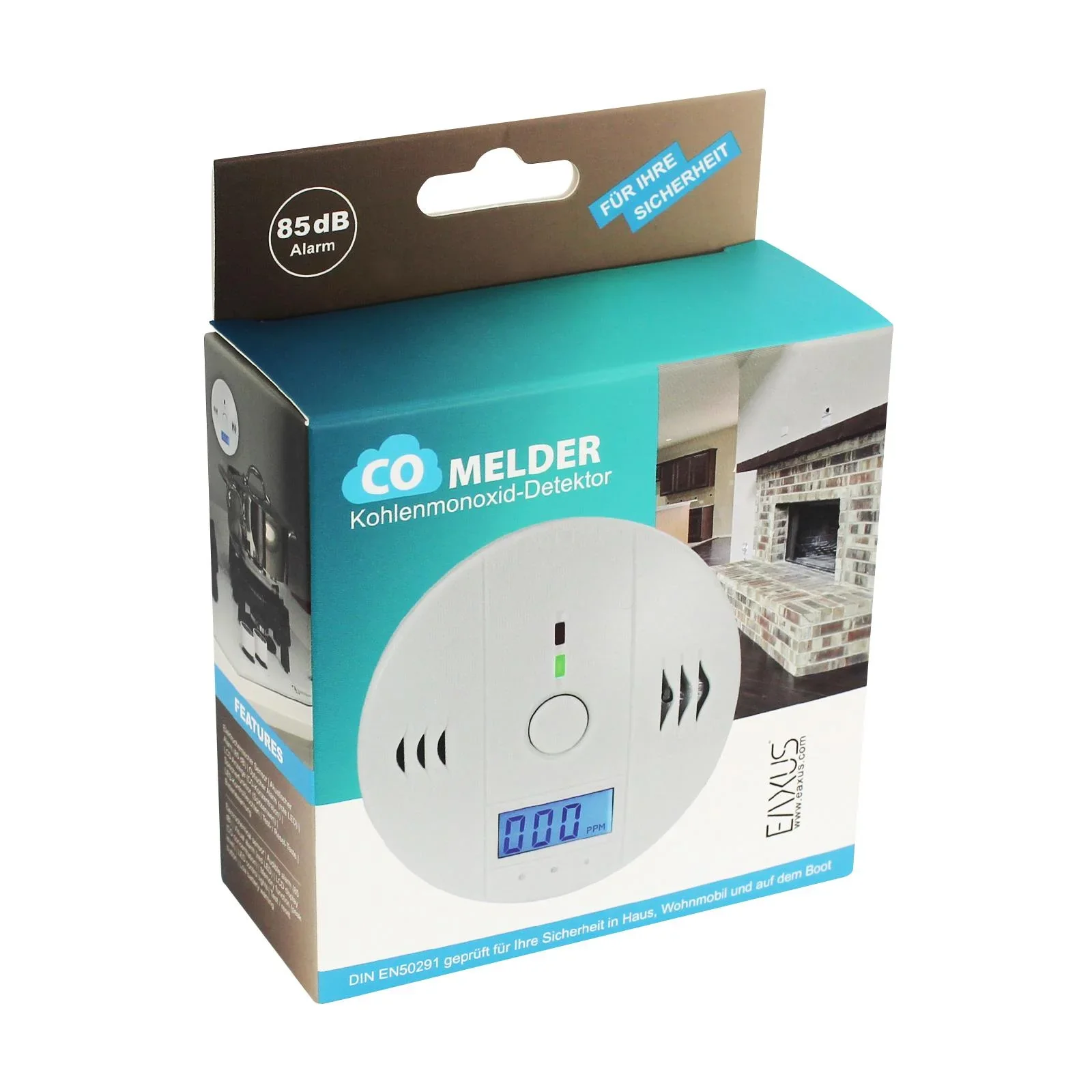 Kohlenmonoxid-Detektor DIN EN5029 geprüft mit lautem 85 dB Alarm - 1