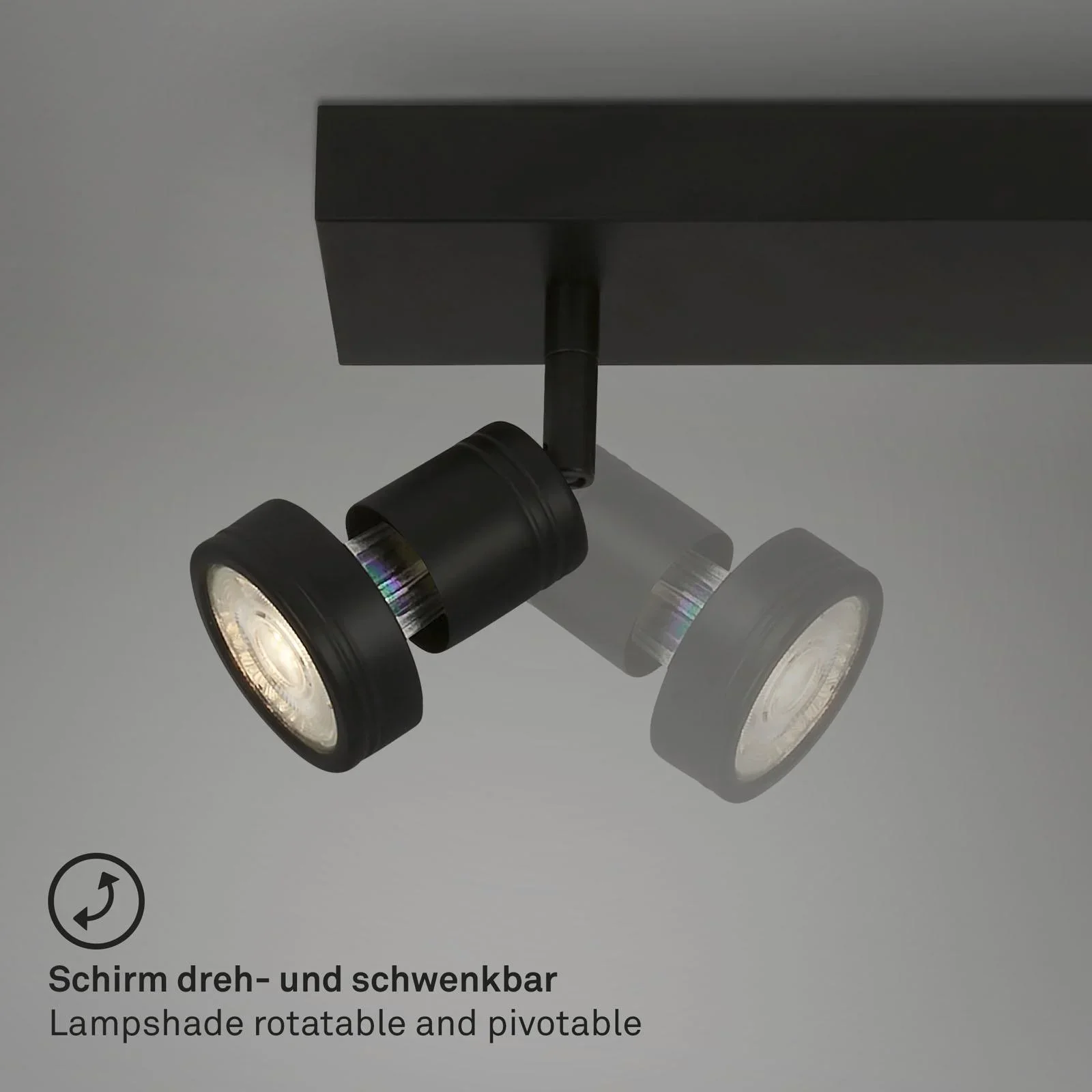 LED Spotleuchte 4-flammig, schwarz, 4 x GU10 Fassung, inklusive 4 x LED Leuchtmittel, 4,9 Watt, 460 lm, 3000 K - 0