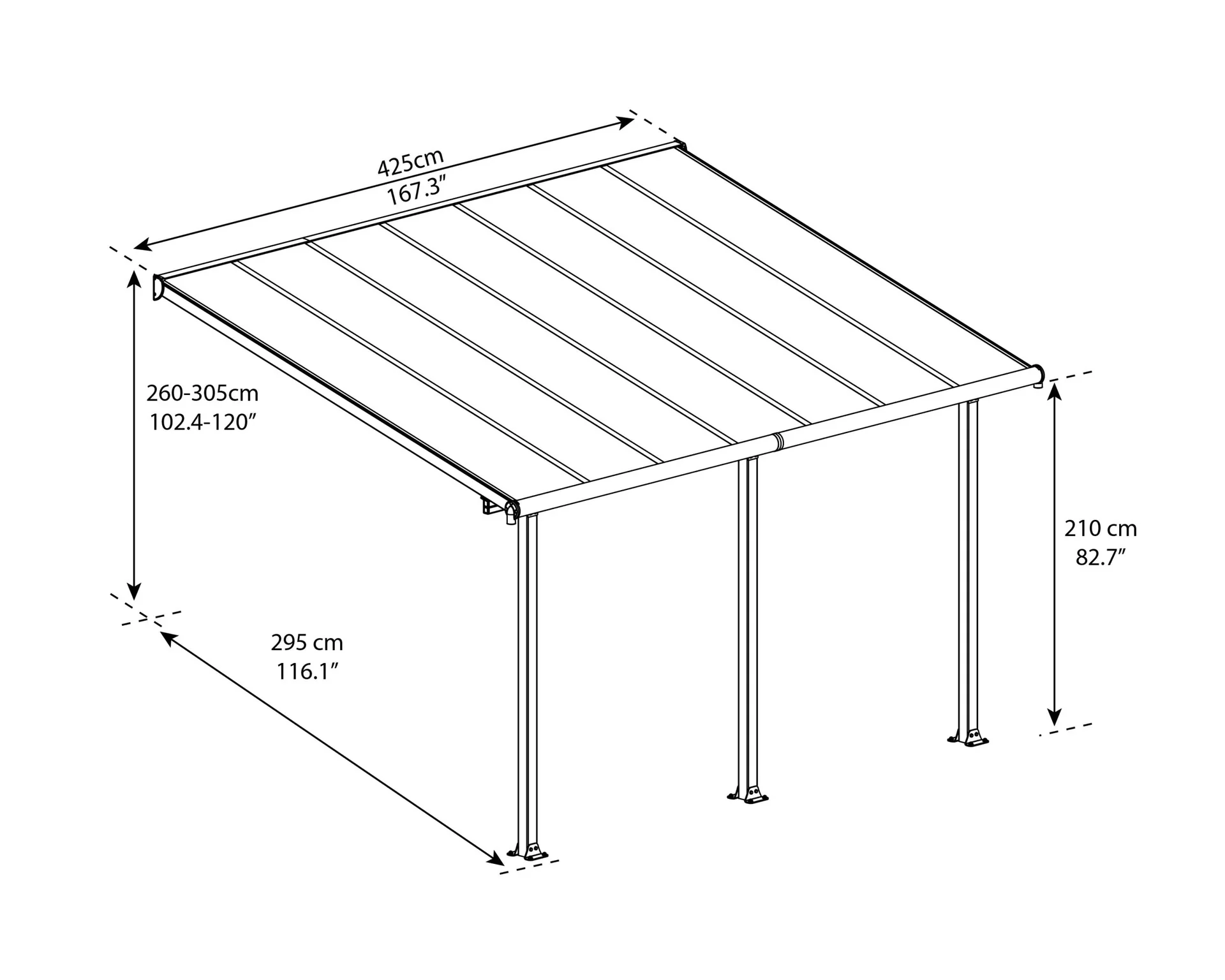 Terrassendach „Olympia“, Anthrazit, 3 x 4,25 m - 8