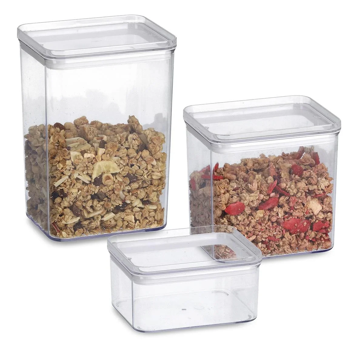 Vorratsdosen-Set, 3-teilig, Kunststoff, transparent - 2